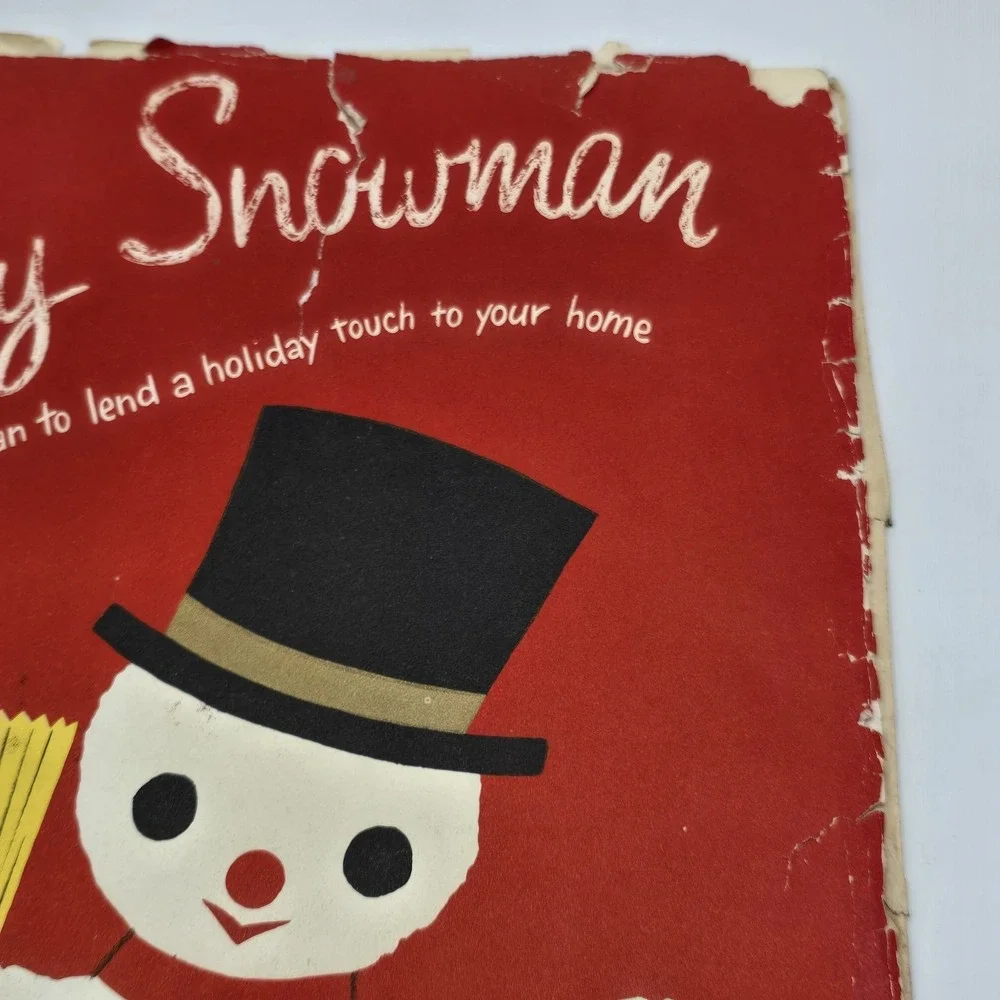 Hallmark‎ Christmas Die Cut Christmas Cheery Fluffy Snowman Window Decor Vtg